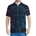 Geometric Japanese Demon Print Men's Polo Shirt