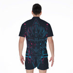 Geometric Japanese Demon Print Men's Rompers