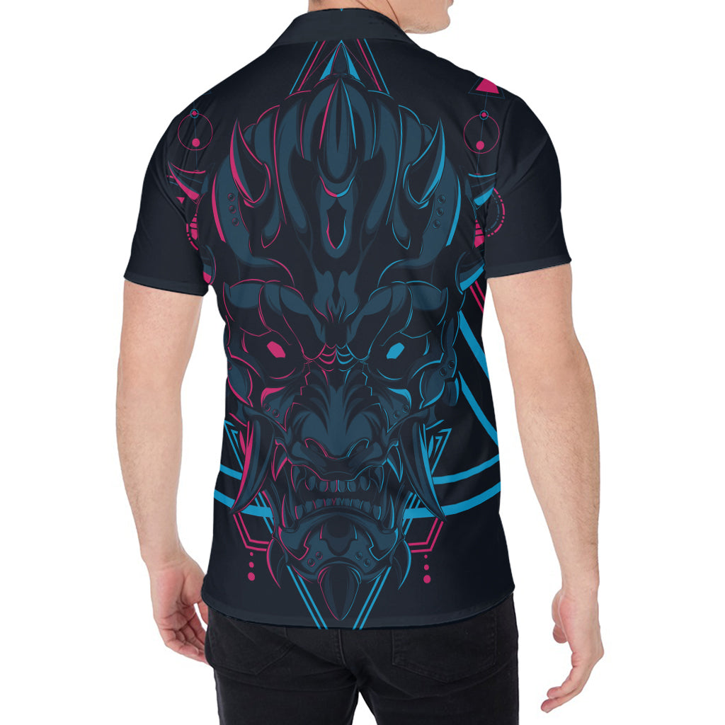 Geometric Japanese Demon Print Men's Shirt