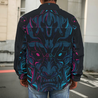 Geometric Japanese Demon Print Men's Shirt Jacket