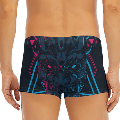 Geometric Japanese Demon Print Men's Short Boxer Briefs