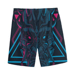 Geometric Japanese Demon Print Men's Sports Shorts