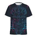 Geometric Japanese Demon Print Men's Athletic T-Shirt