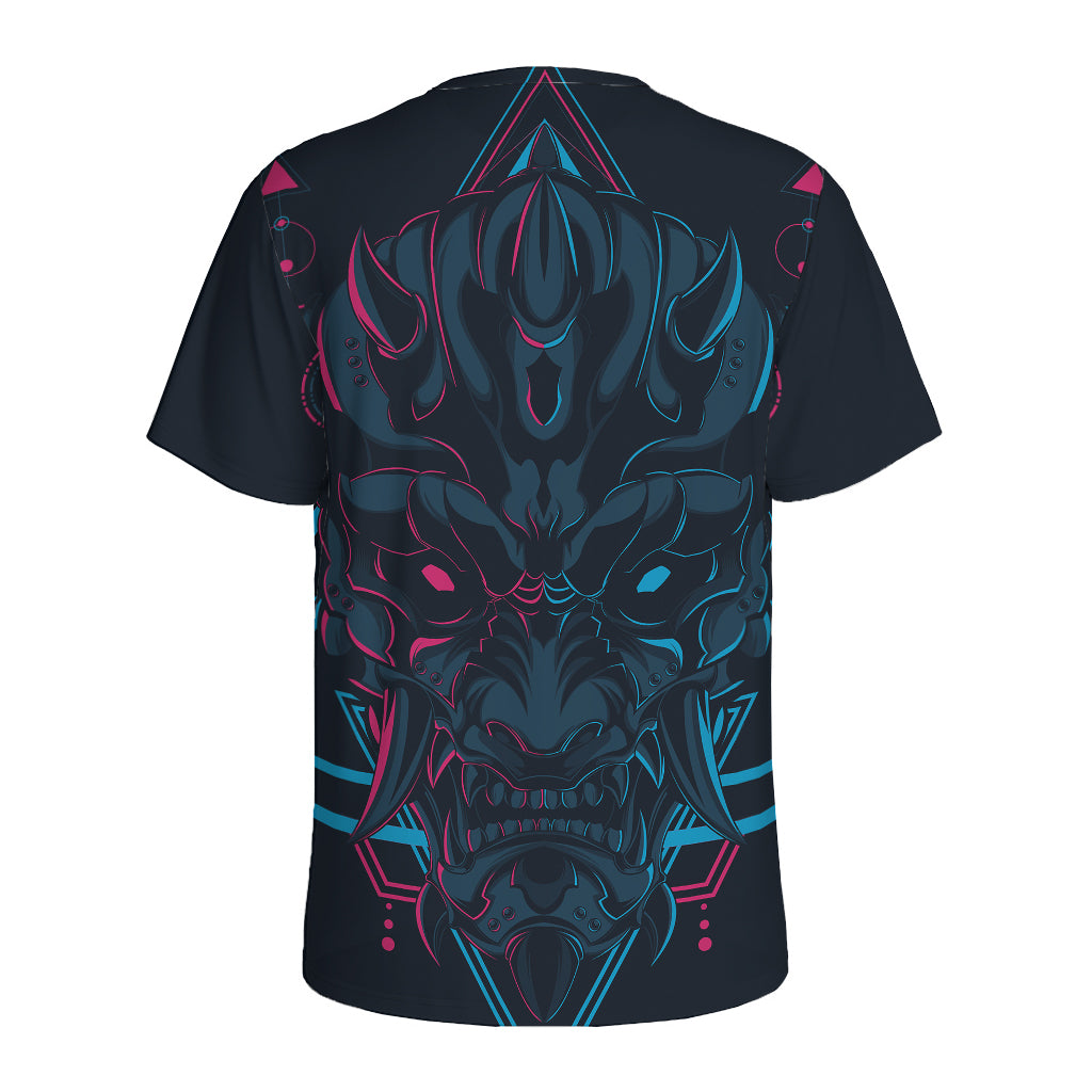Geometric Japanese Demon Print Men's Sports T-Shirt