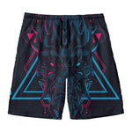 Geometric Japanese Demon Print Men's Swim Trunks