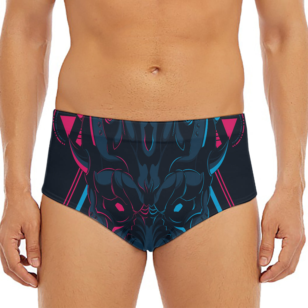 Geometric Japanese Demon Print Men's Triangle Swim Briefs
