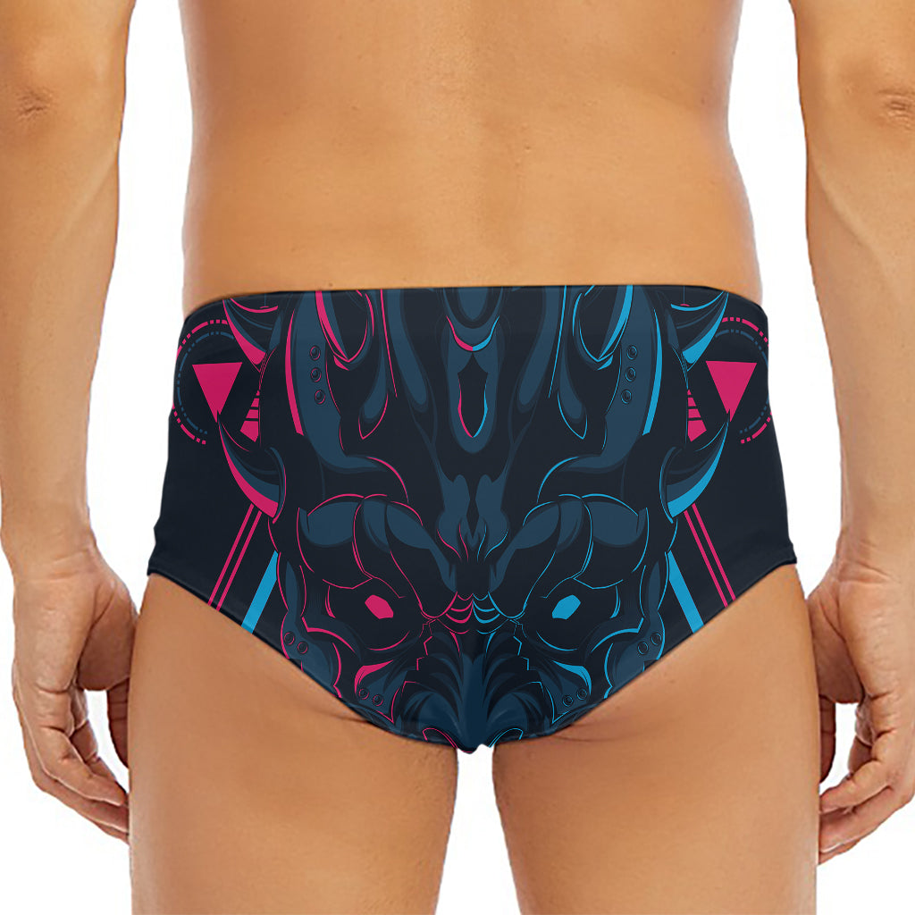 Geometric Japanese Demon Print Men's Triangle Swim Briefs