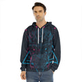 Geometric Japanese Demon Print Men's Velvet Pullover Hoodie