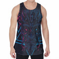 Geometric Japanese Demon Print Men's Velvet Tank Top