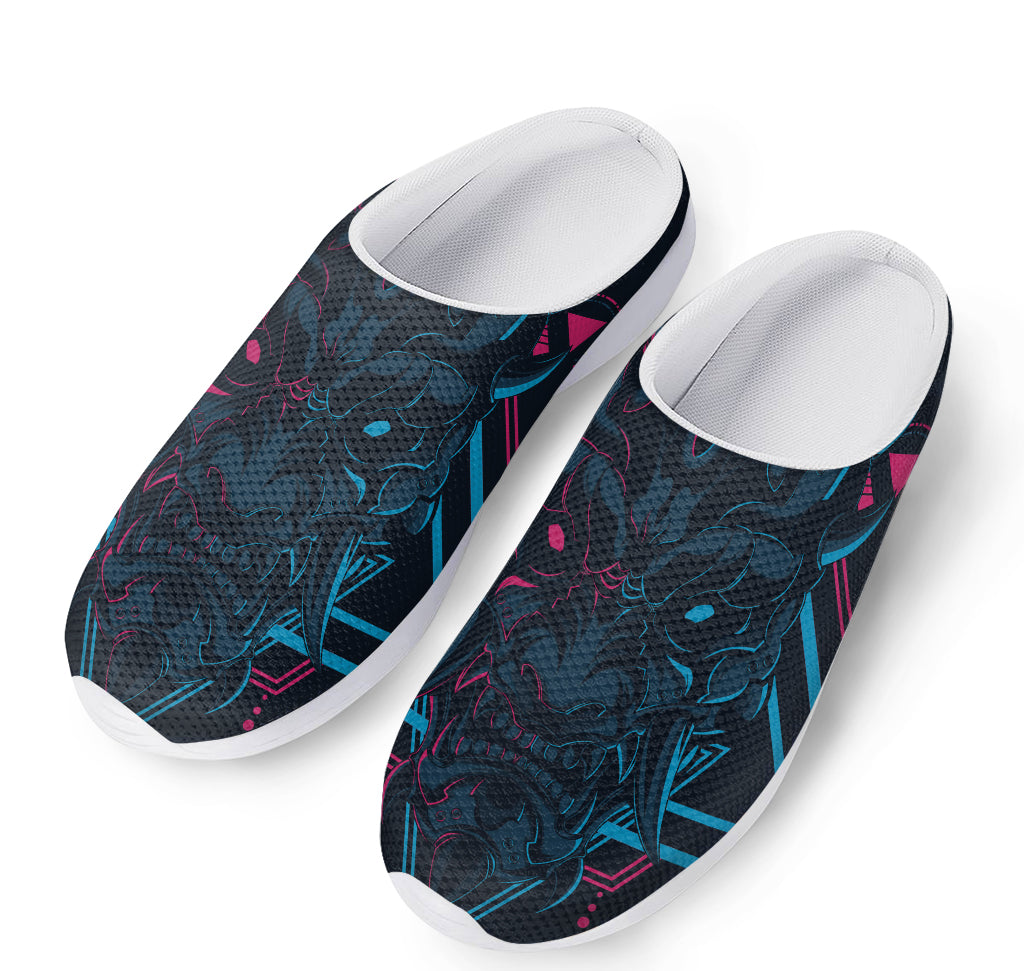 Geometric Japanese Demon Print Mesh Casual Shoes