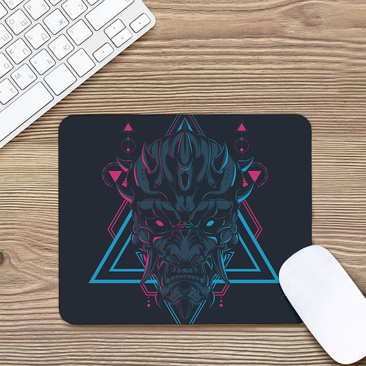 Geometric Japanese Demon Print Mouse Pad