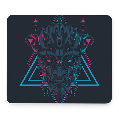 Geometric Japanese Demon Print Mouse Pad