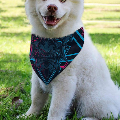 Geometric Japanese Demon Print Over The Collar Dog Bandana