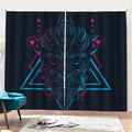Geometric Japanese Demon Print Pencil Pleat Curtains