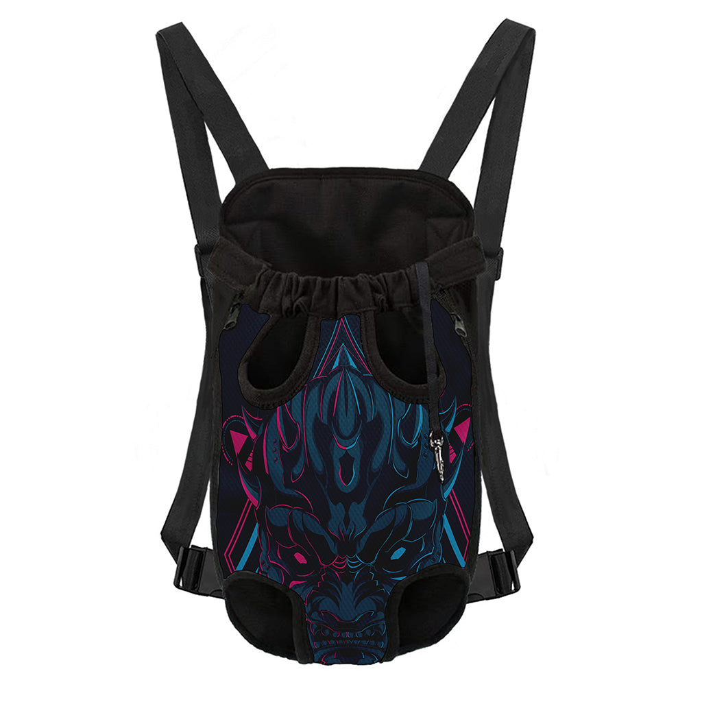 Geometric Japanese Demon Print Pet Carrier Backpack