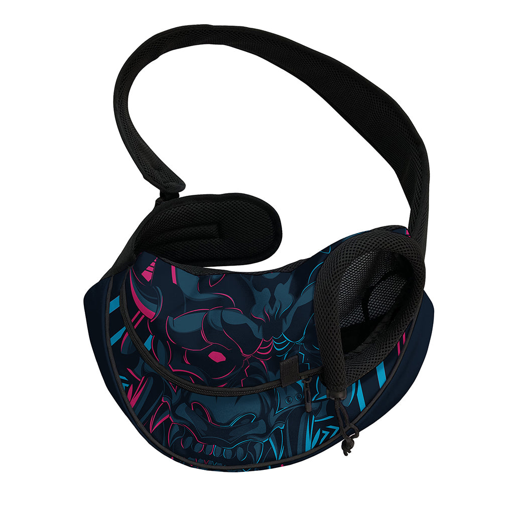 Geometric Japanese Demon Print Pet Sling Carrier