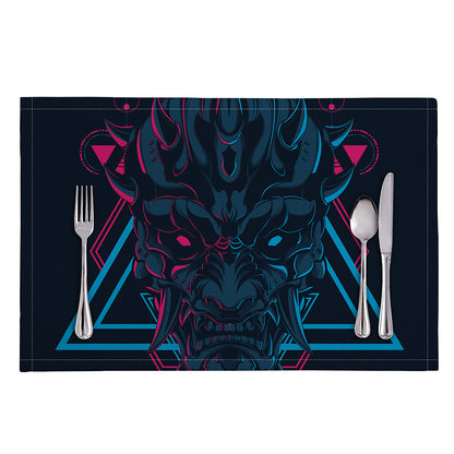Geometric Japanese Demon Print Placemat