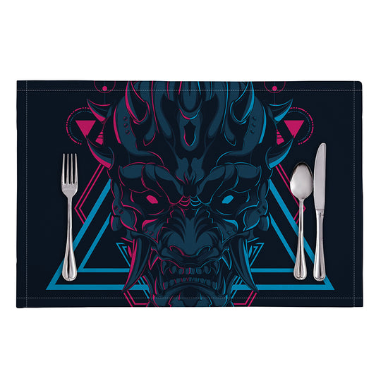 Geometric Japanese Demon Print Placemat