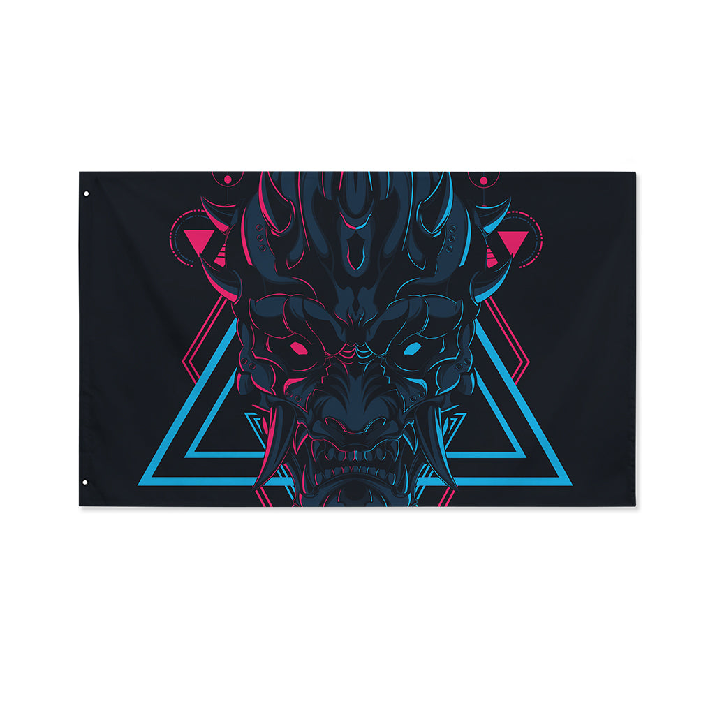 Geometric Japanese Demon Print Polyester Flag