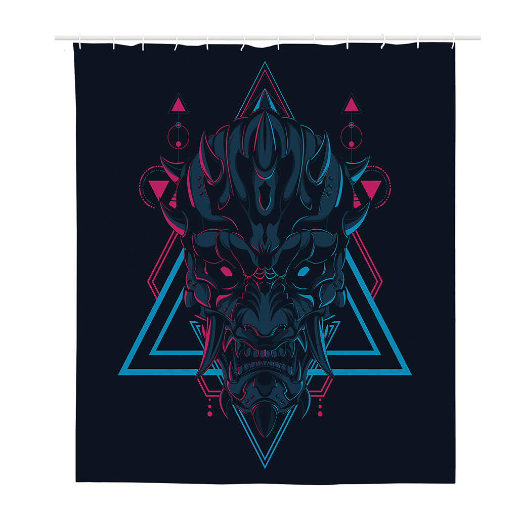 Geometric Japanese Demon Print Polyester Shower Curtain