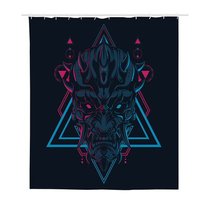 Geometric Japanese Demon Print Polyester Shower Curtain
