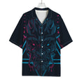 Geometric Japanese Demon Print Rayon Hawaiian Shirt