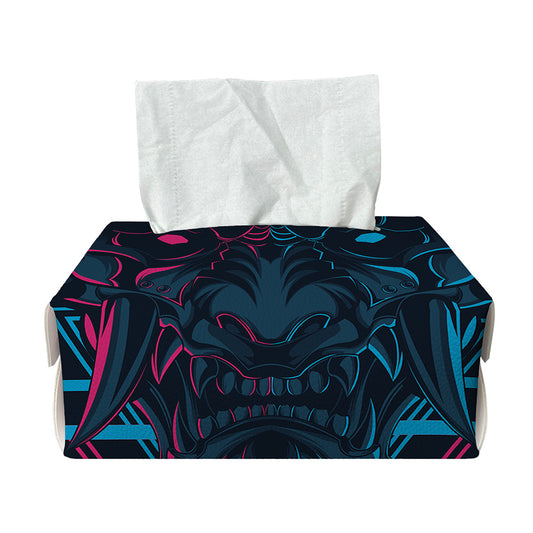 Geometric Japanese Demon Print Rectangle Tissue Box Cover