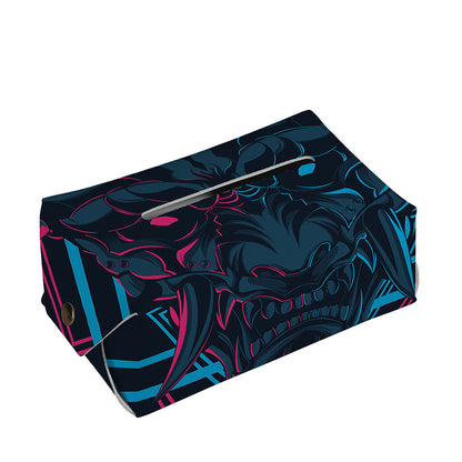 Geometric Japanese Demon Print Rectangle Tissue Box Cover