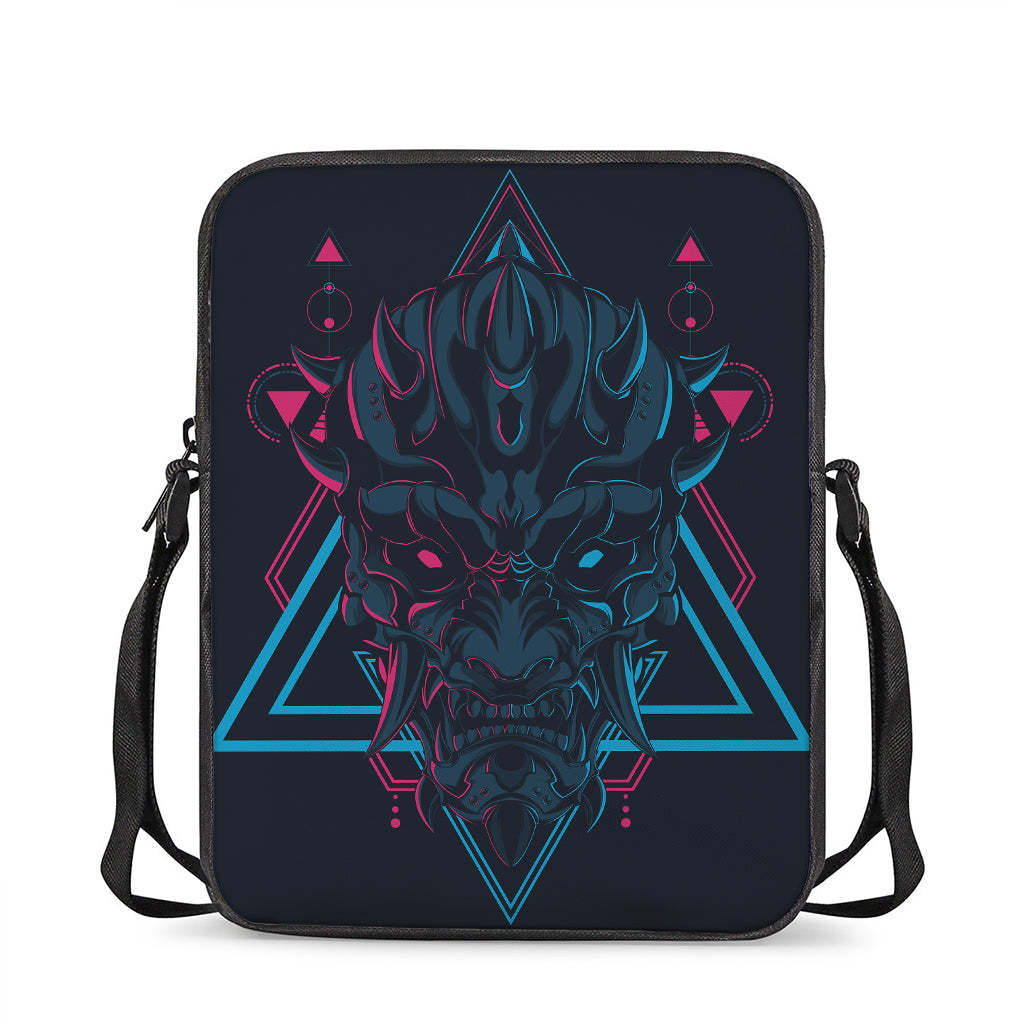 Geometric Japanese Demon Print Rectangular Crossbody Bag