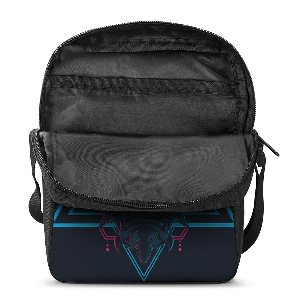 Geometric Japanese Demon Print Rectangular Crossbody Bag