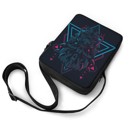 Geometric Japanese Demon Print Rectangular Crossbody Bag