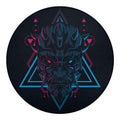 Geometric Japanese Demon Print Round Blanket