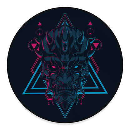 Geometric Japanese Demon Print Round Floor Mat
