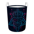 Geometric Japanese Demon Print Round Laundry Basket