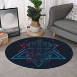 Geometric Japanese Demon Print Round Rug