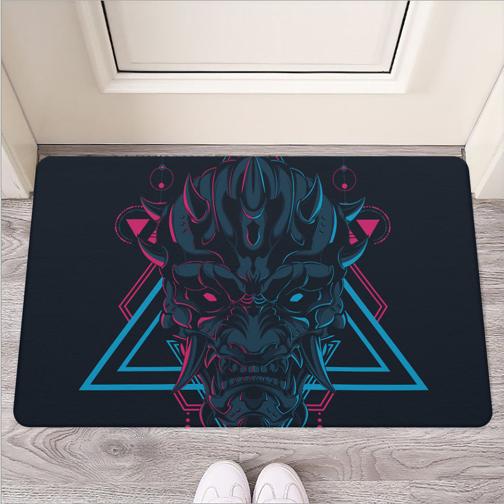 Geometric Japanese Demon Print Rubber Doormat