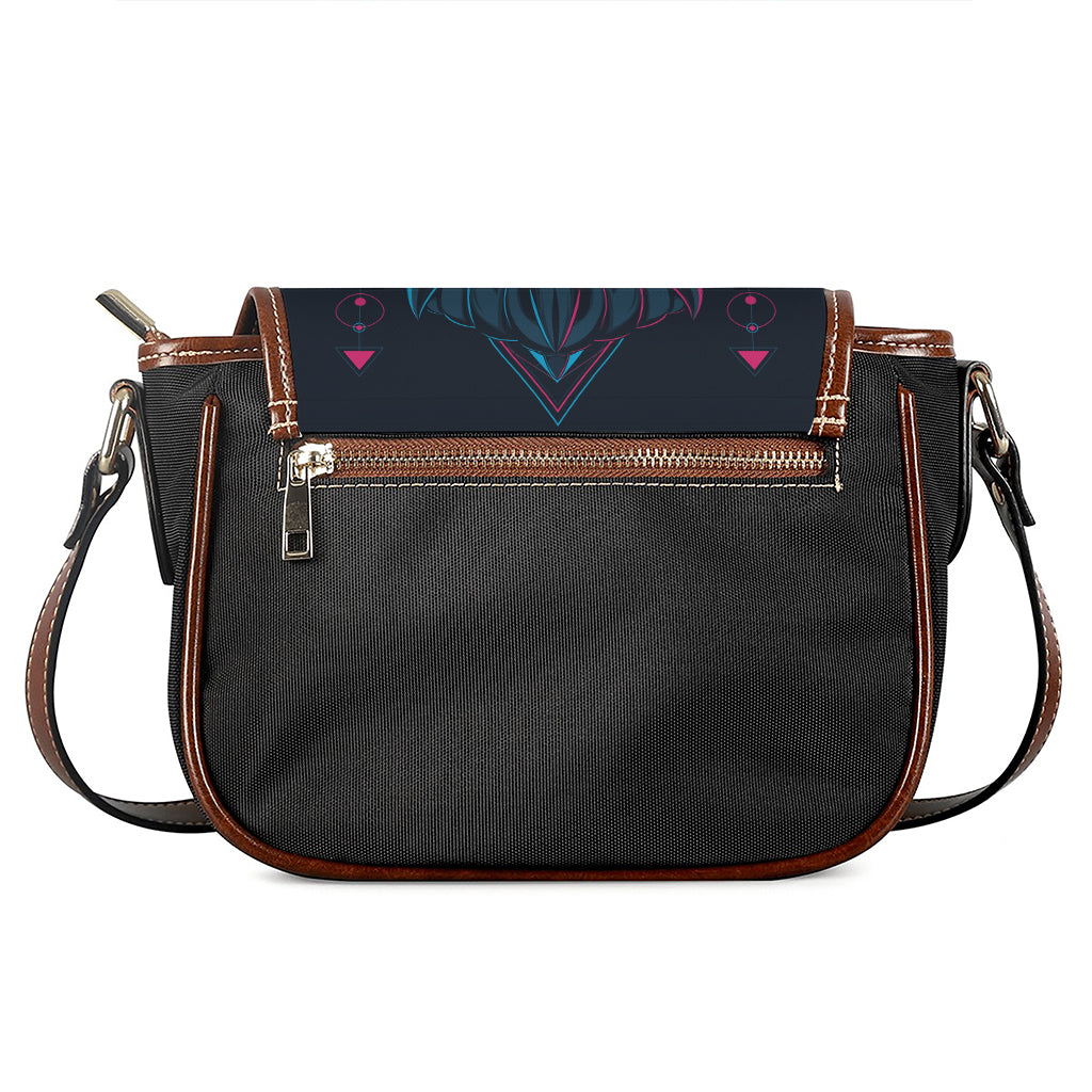 Geometric Japanese Demon Print Saddle Bag