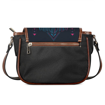 Geometric Japanese Demon Print Saddle Bag