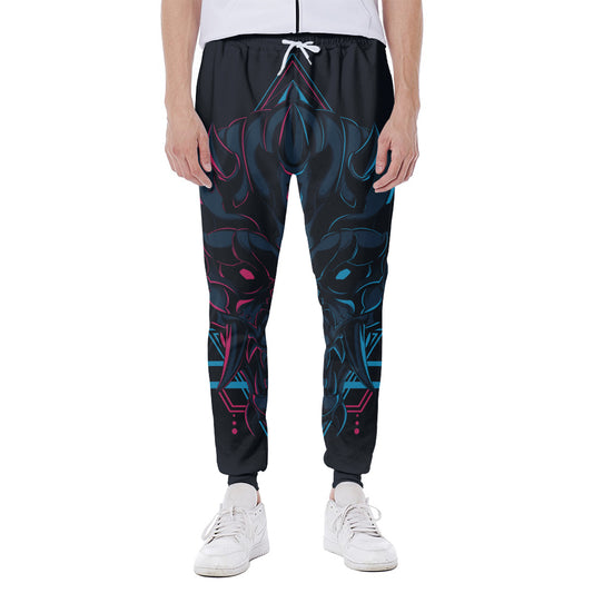 Geometric Japanese Demon Print Scuba Joggers