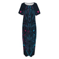 Geometric Japanese Demon Print Short Sleeve Long Nightdress