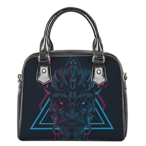 Geometric Japanese Demon Print Shoulder Handbag