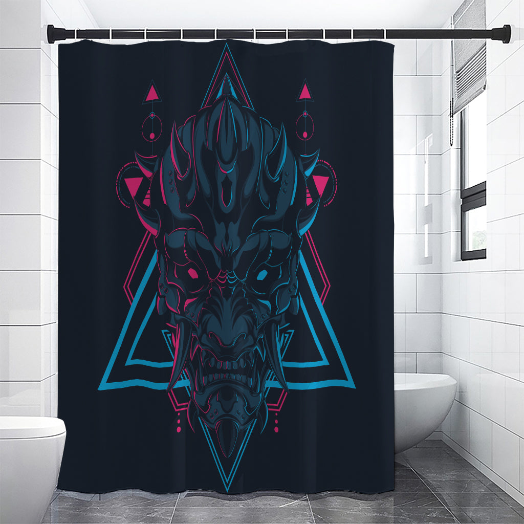 Geometric Japanese Demon Print Shower Curtain