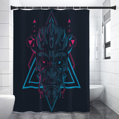 Geometric Japanese Demon Print Shower Curtain
