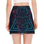 Geometric Japanese Demon Print Side Slit Mini Skirt