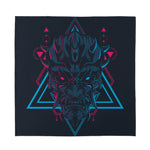 Geometric Japanese Demon Print Silk Bandana