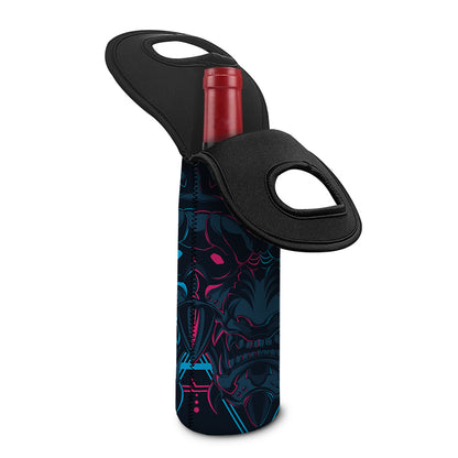 Geometric Japanese Demon Print Single Neoprene Wine Tote