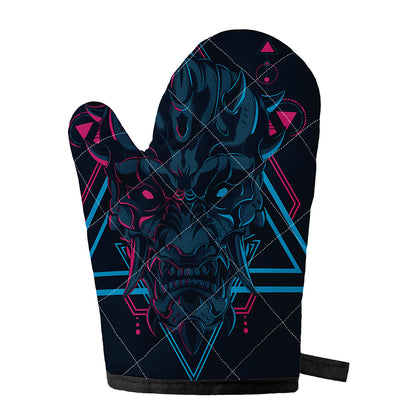 Geometric Japanese Demon Print Single Oven Mitt