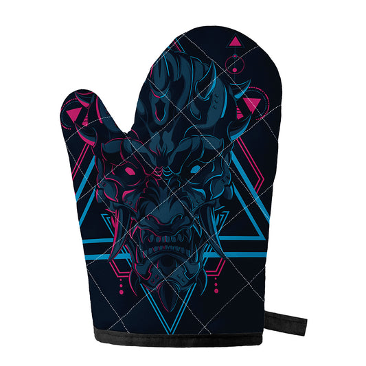 Geometric Japanese Demon Print Single Oven Mitt