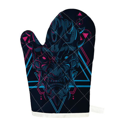 Geometric Japanese Demon Print Single Oven Mitt