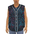 Geometric Japanese Demon Print Sleeveless Baseball Jersey